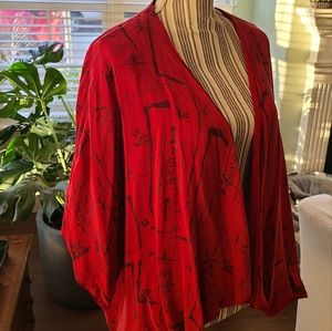 Tianello Red Kimono style Open Front Jacket